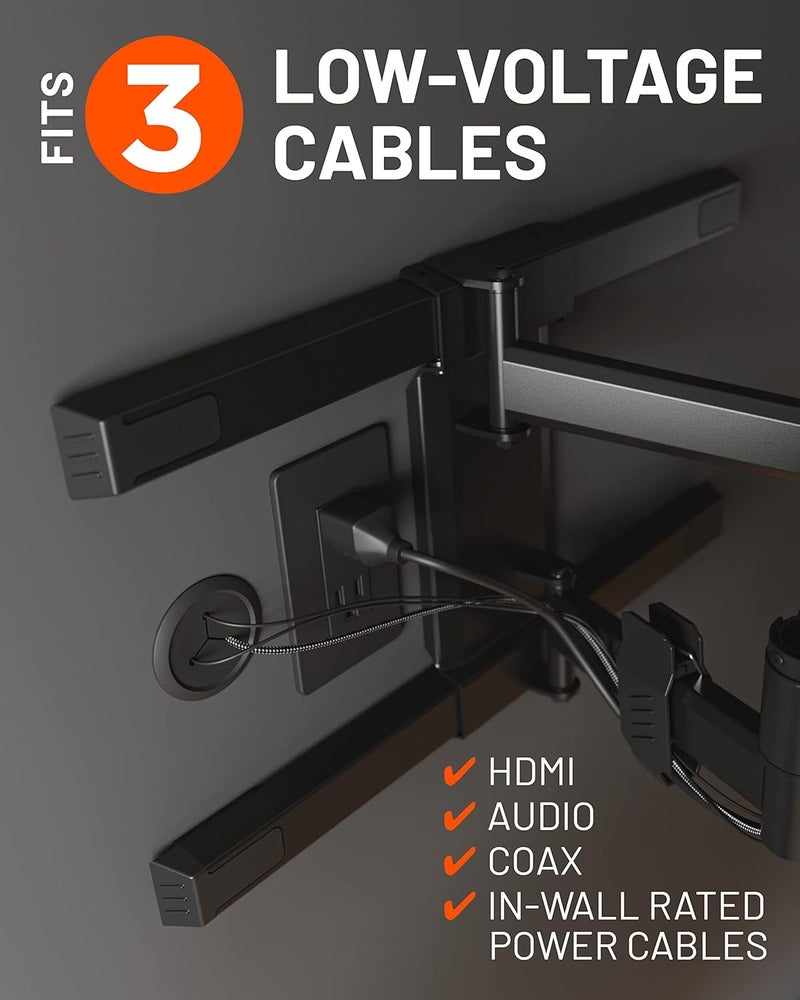 ECHOGEAR Wall Cable Hiders for Cable Management - 2.25" Mini Cord Hider Conceals 3 Low Voltage Cables Behind Wall - Perfect for Speakers, Mounted TVs, Desks & More - Black 10-Pack - Image 3